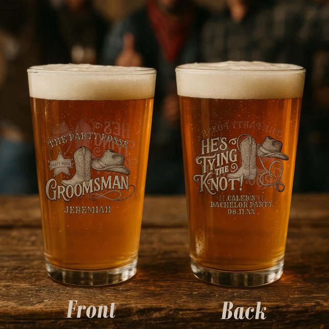 Verre Équipe de témoin de mariage Cow-boy Enterrement de (Front/Back)