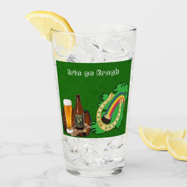 Verre Erin Go Bragh Saint Patrick's Day Irish Beer Glass (Devant glace)