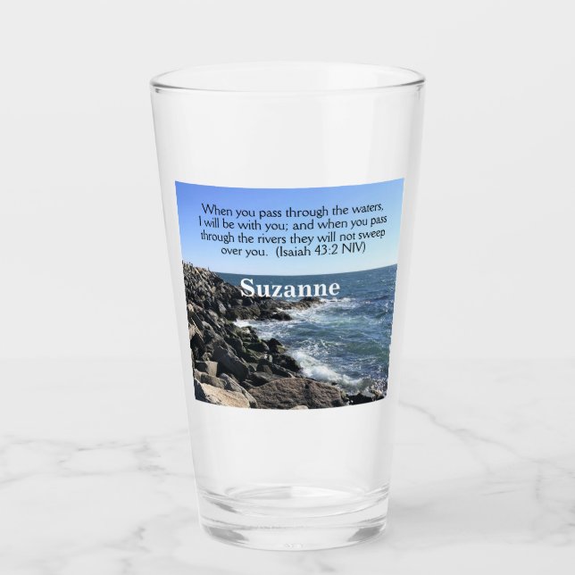 Verre Esaïe 43:2 Je serai avec vous Photo de Ocean (Devant)