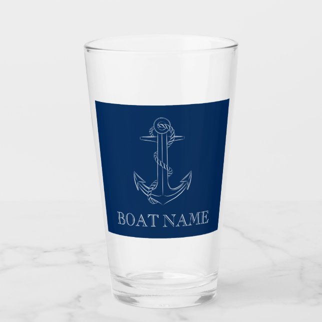 Verre Esprit Nautique Ancre Bleu Marine (Devant)