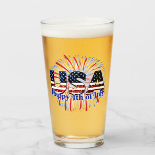 Verre Etats-Unis drapeau texte parties scintillant feux