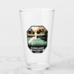 Verre Everglades Parc National Sunset Egret Vintage