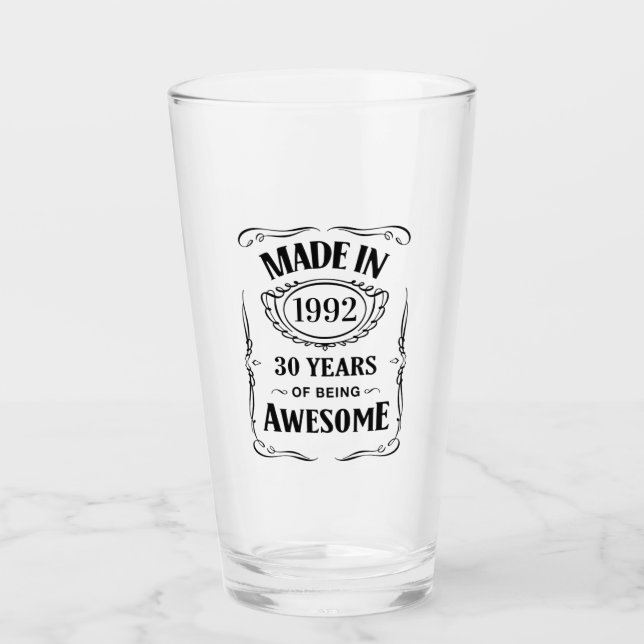 Verre Fabriqué en 1992 30 ans d'être génial anniversaire (Devant)