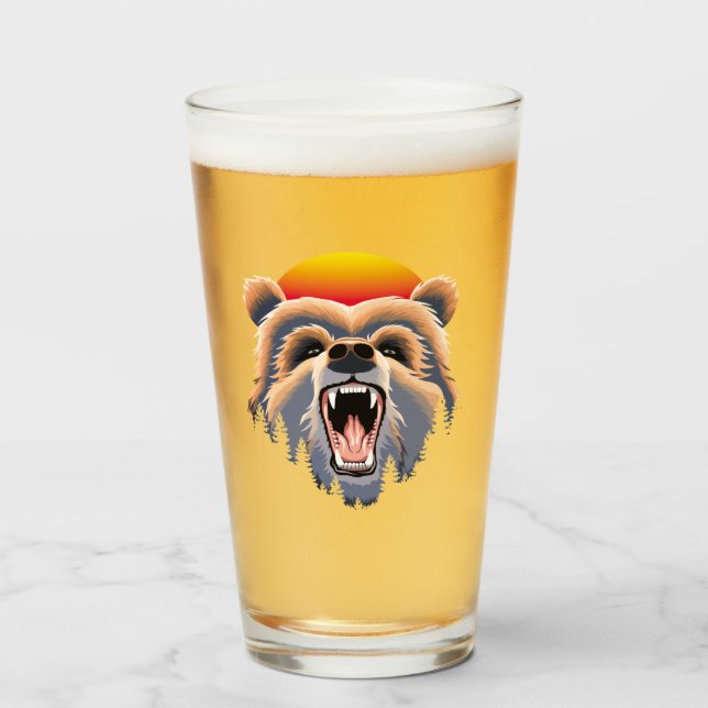Verre Face d'ours grizzli (Devant (rempli))
