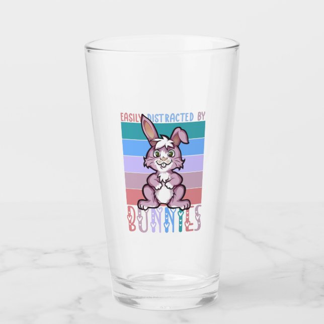 Verre Facilement distrait par Bunnies Cute Bunny Lover (Devant)