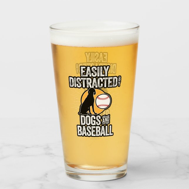 Verre Facilement distrait par les chiens et le baseball (Devant (rempli))