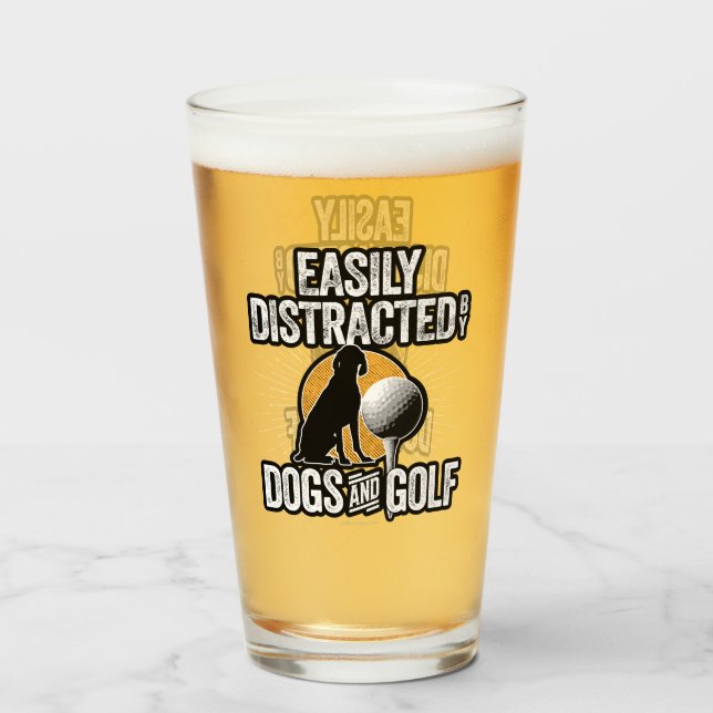 Verre Facilement distrait par les chiens et le golf (Devant (rempli))