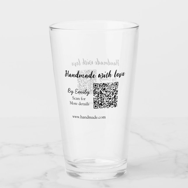 Verre Fait à la main avec amour code Q R site web petite (Devant)