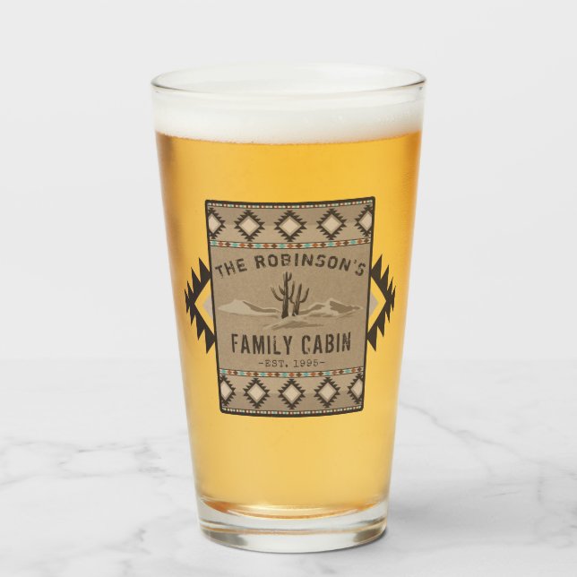 Verre Famille Cabine Rustique Sud-Ouest Autochtone Cactu (Devant (rempli))