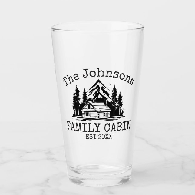 Verre Famille Cabine Vert Plaid Nom à thème Personnalisé (Devant)