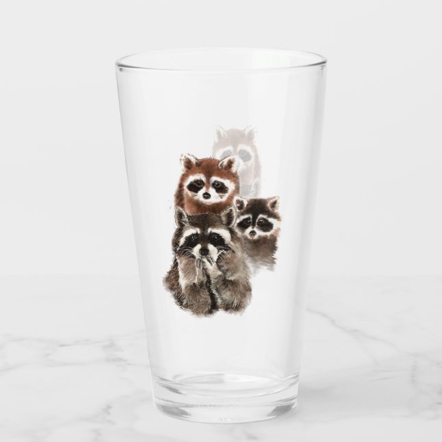 Verre Famille mignonne ou amis Raccoon Art animal (Dos)