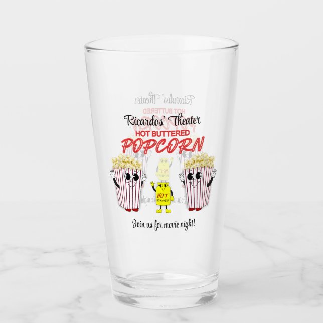 Verre Family Movie Theater Fun Popcorn Mascottes Pint Be (Devant)