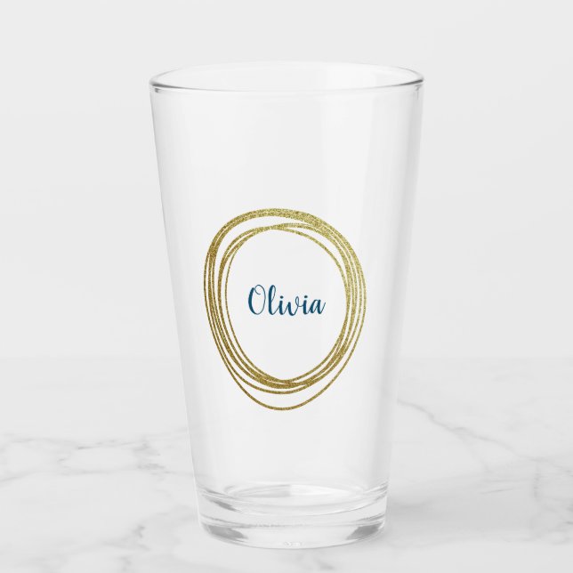 Verre Faux Gold Abstrait Circle Design avec nom (Devant)
