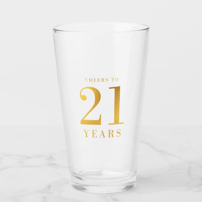 Verre Faux Gold Cheers à 21 ans Anniversaire (Devant)