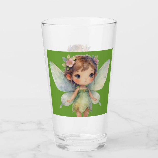Verre Fée de la Forêt Enchantée : lutin vert pastel (Devant)