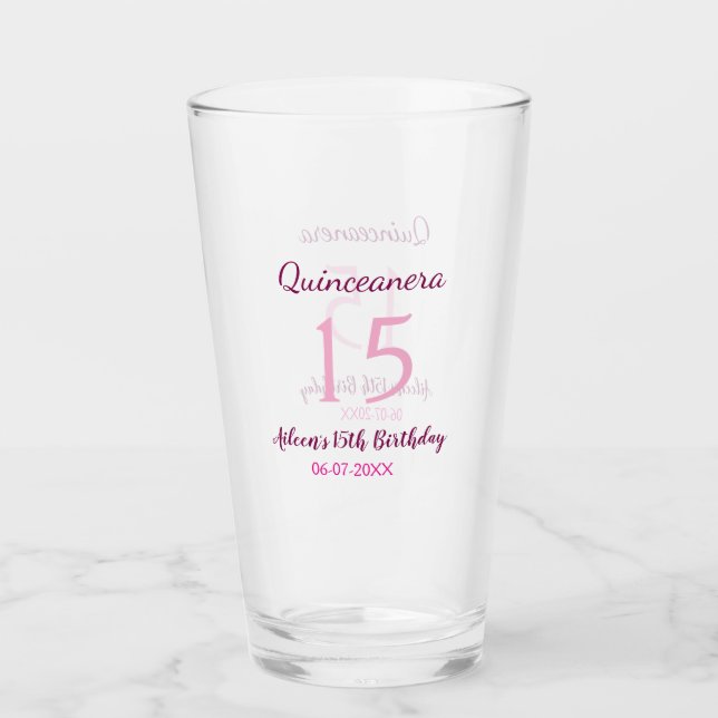 Verre Fée rose 15e anniversaire simple moder quinceanera (Devant)