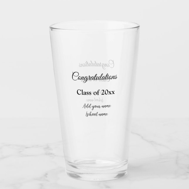 Verre Félicitations de graduation simples clas d'ajout m (Devant)