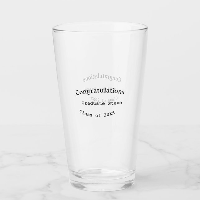Verre Félicitations diplômé nom promotion 20XX type w (Devant)