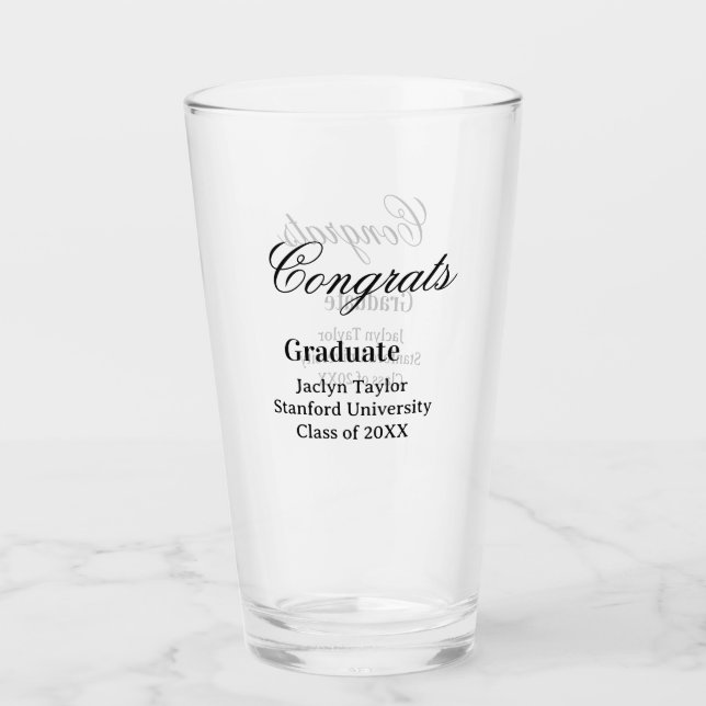 Verre Félicitations diplôme nom université nom promotion (Devant)