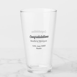 Verre Félicitations félicitations diplômé nom année clas