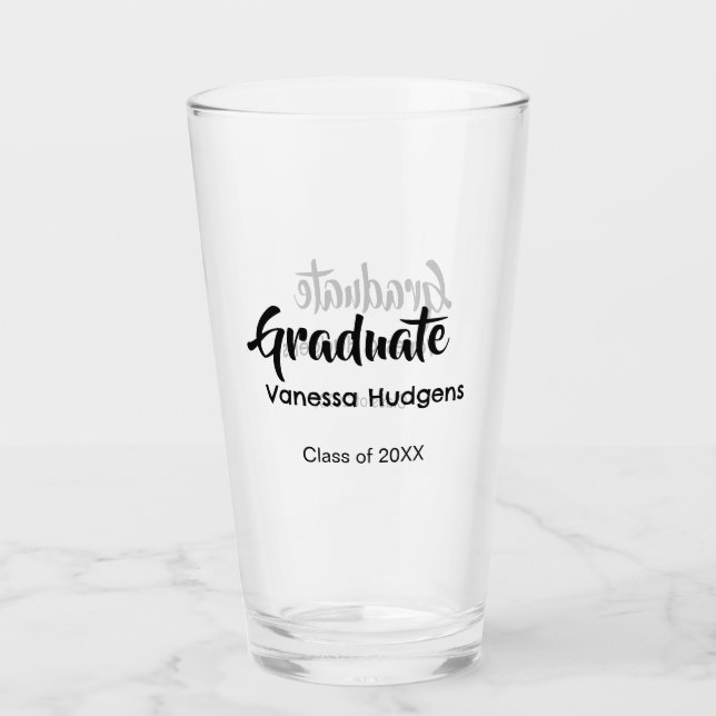 Verre Félicitations pour l'obtention du diplôme nom date (Devant)