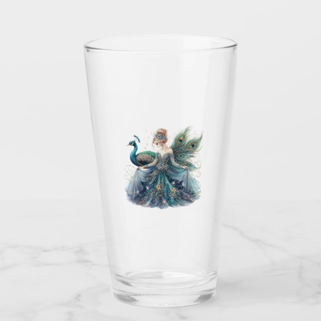 verre femme et paon (Devant)