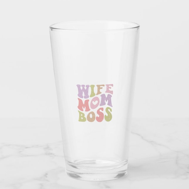 Verre Femme Maman Boss Retro Script Fête des mères (Devant)