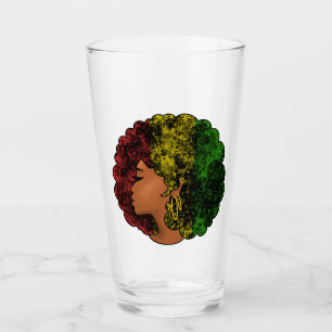 Verre Femme noire rasta afro rouge jaune vert 