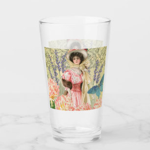 Verre Femme victorienne florale rose Régence