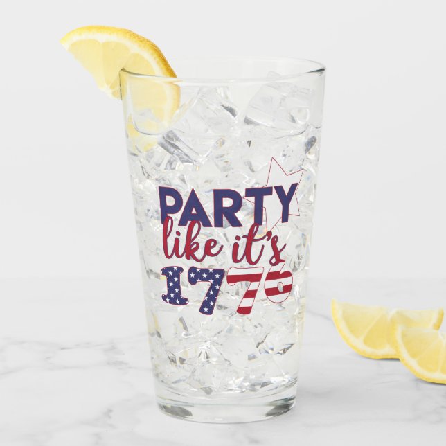 Verre Fête comme en 1776 - American Flag Typography (Devant glace)