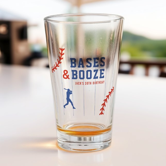 Verre Fête d'anniversaire de sport à rayures de baseball (Créateur téléchargé)