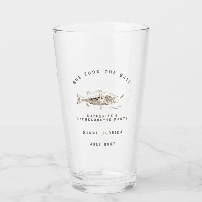Verre Fête de Bachelorette sur le thème des poissons per (Devant)