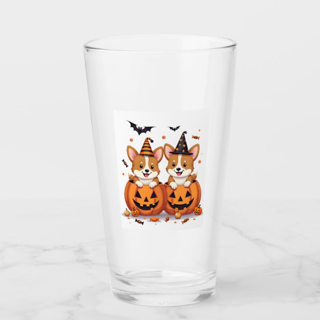 Verre Fête de Corgi de citrouille (Devant)