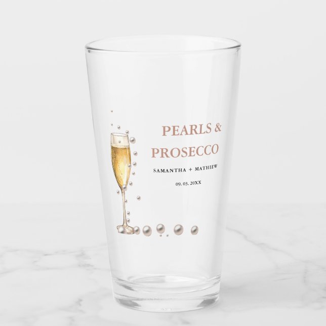 Verre Fête de douche de mariée Perles et Prosecco (Devant)