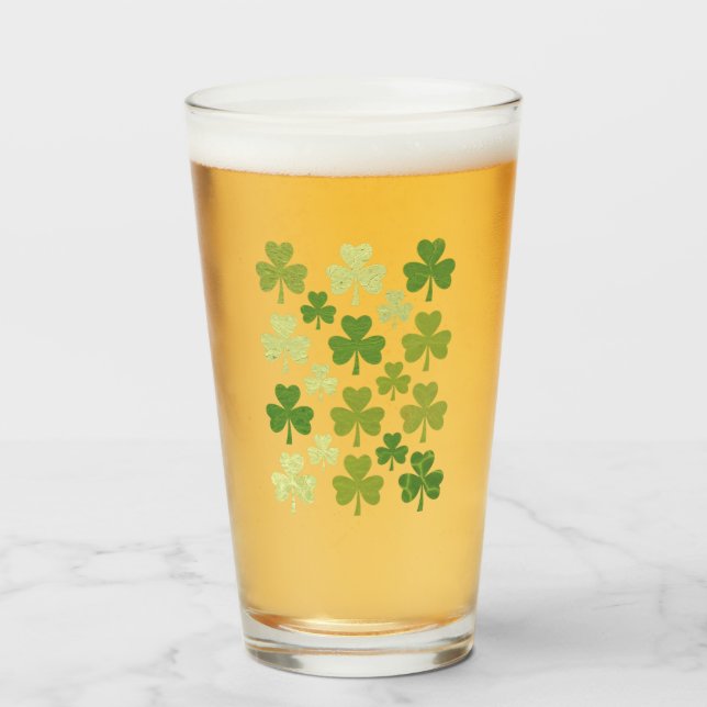 Verre Fête de la Saint-Patrick Cœur Trèfle Chanceux Trèf (Devant (rempli))