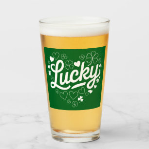 Verre Fête de la Saint-Patrick Cœur Trèfle Chanceux Trèf