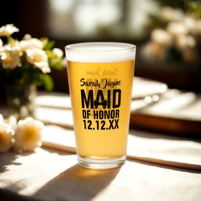 Verre Fête de mariage Maid of Honor Glass Tumbler (A glass just for your Maid of Honor. Add her name and your wedding date)