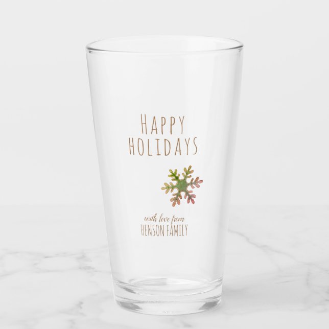 Verre Fête des Fêtes de Noël Snowflake personnalisé (Devant)