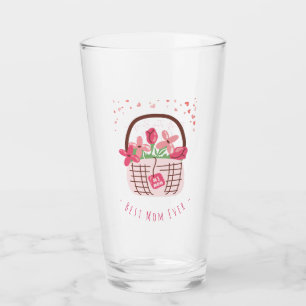 Verre Fête des Mères, Meilleure Maman, avec Belle Fleur