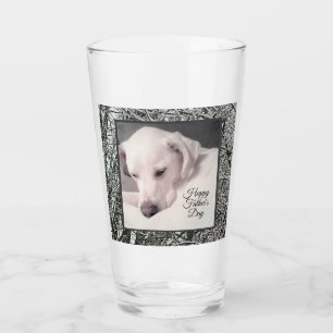 Verre Fête des pères Mignonne Chien à chiotte blanche