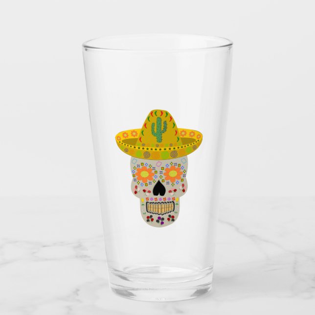 Verre Fête mexicaine du crâne mort (Devant)