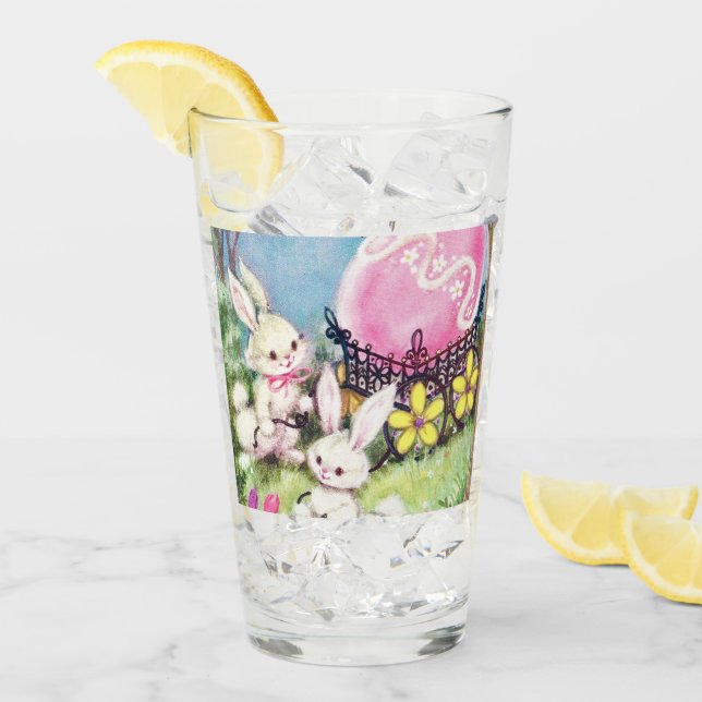 Verre fêtes de Pâques vintages rétro (Devant glace)