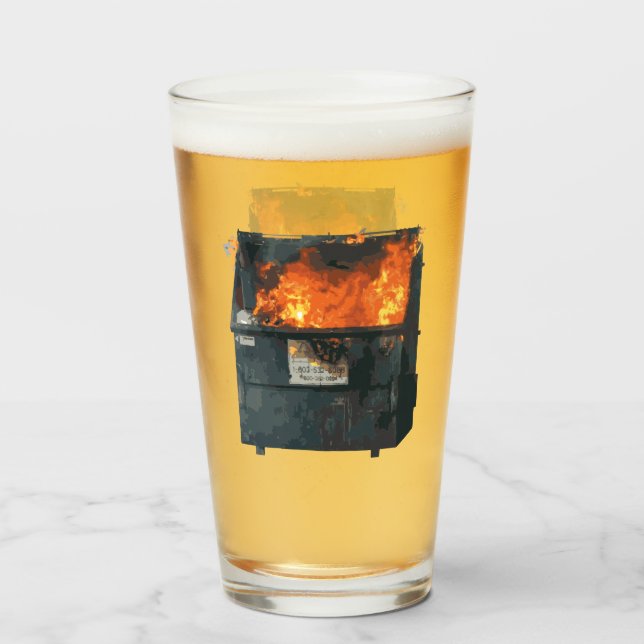 Verre Feu de poubelle - fouillis drôle (Devant (rempli))