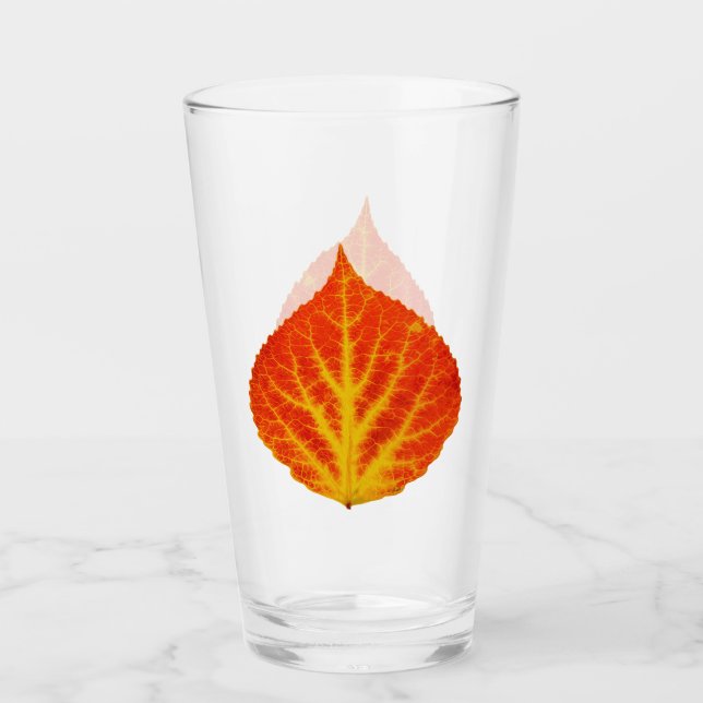 Verre Feuille d'Aspen rouge et jaune #10 (Devant)