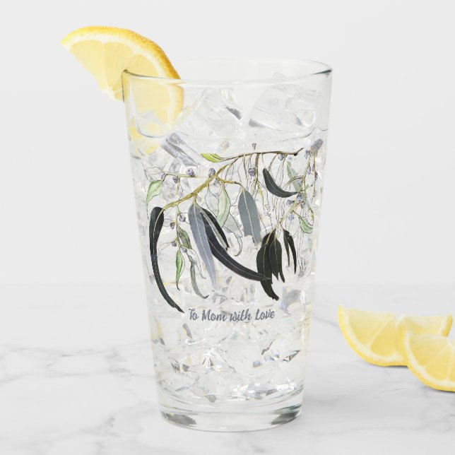 Verre feuille de gomme verte pâle avec message (Devant glace)