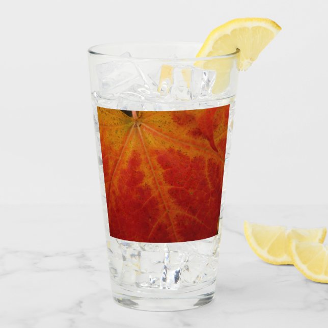 Verre Feuille d'érable rouge Abstraite Automne Photograp (Dos glace)