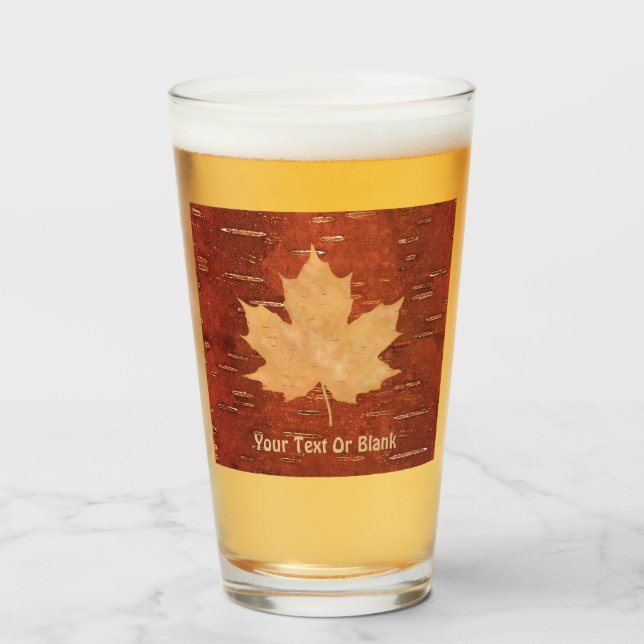 Verre Feuille d'érable sur écorce de bouleau intérieur (Devant (rempli))
