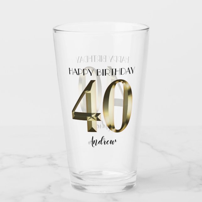 Verre Feuille d'or métallique 40e anniversaire (Devant)