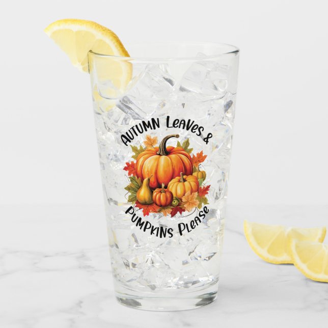 Verre Feuilles d'automne et Citrouilles s'il vous plaît (Devant glace)