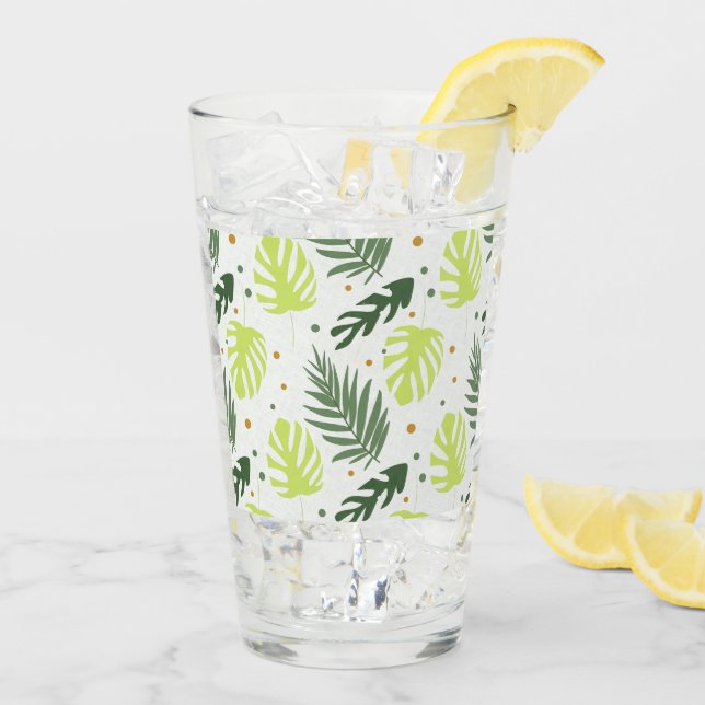 Verre Feuilles et pois tropicaux sur la texture. (Dos glace)